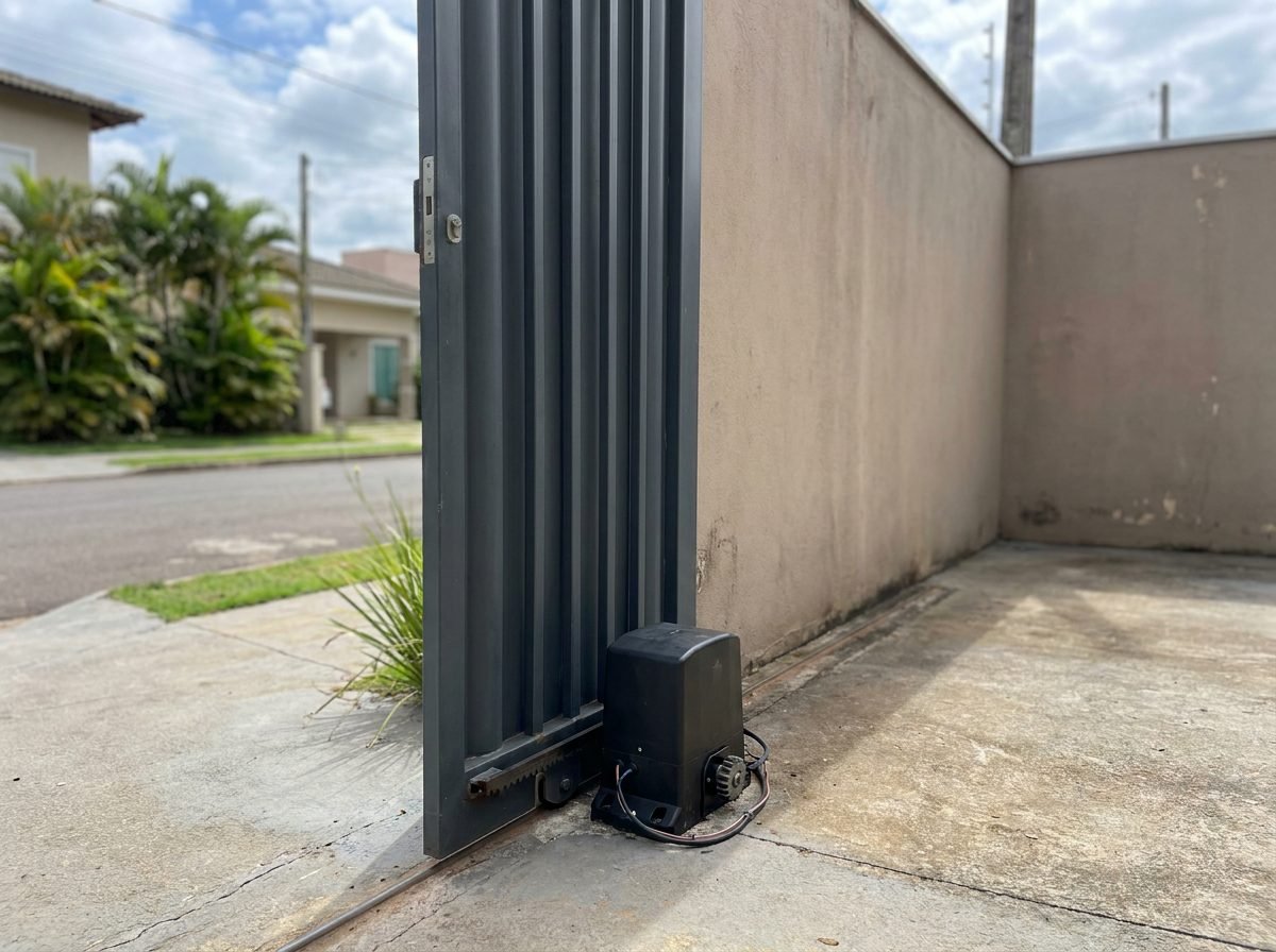 Portão eletrônico deslizante automatizado em residência